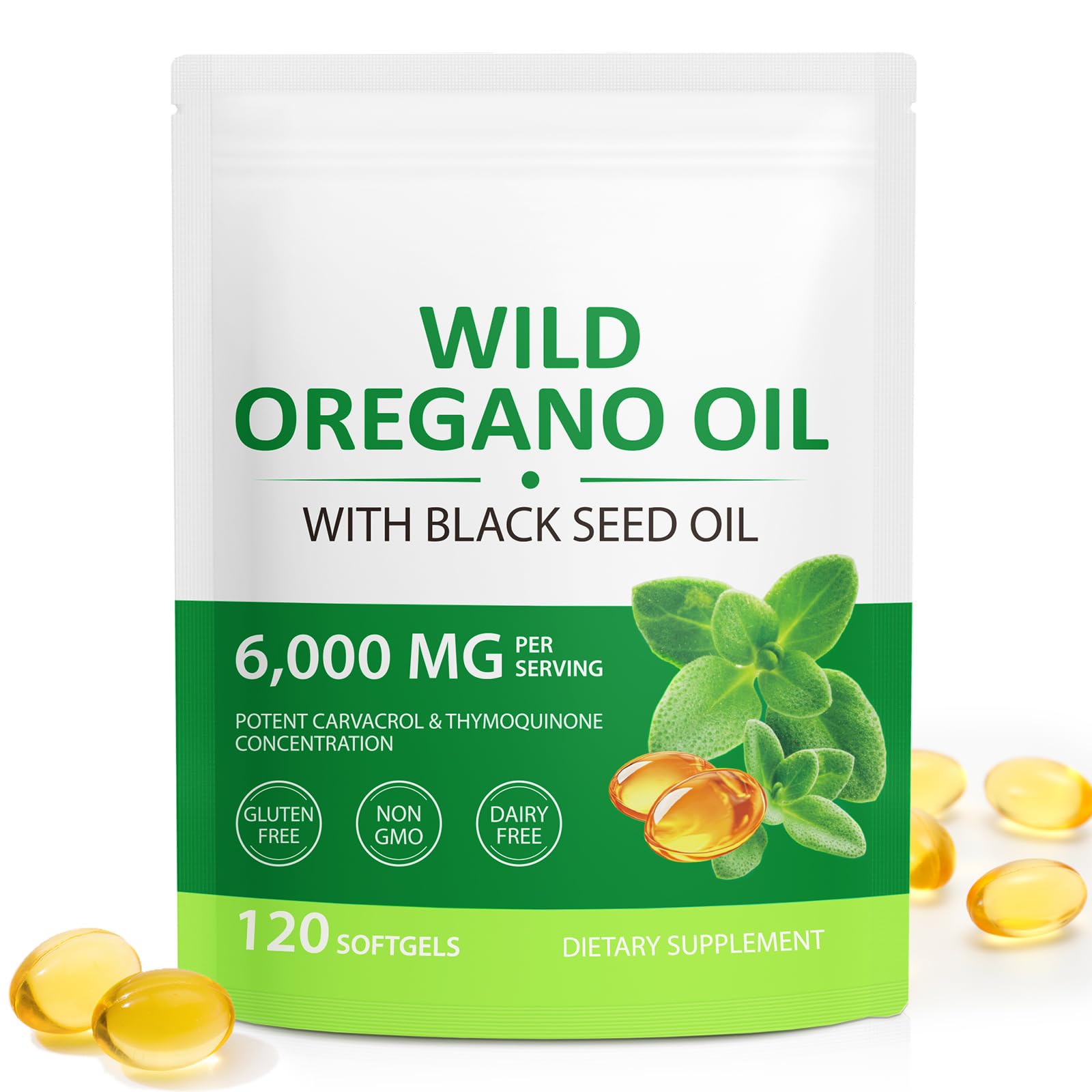 Cacukn Organic Oil of Oregano bottle highlighting immune support and antioxidant benefits