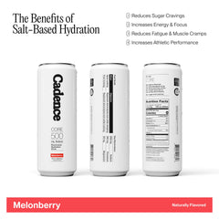 Cadence Melonberry can side view with label and clean hydration.