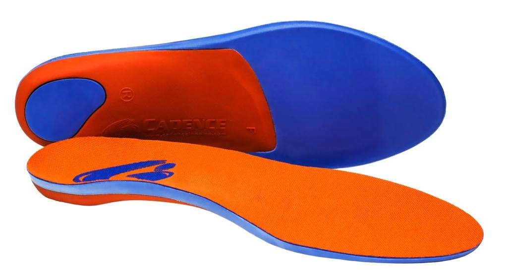 Cadence orthotic insole orange for men, providing all-day support during daily activities.