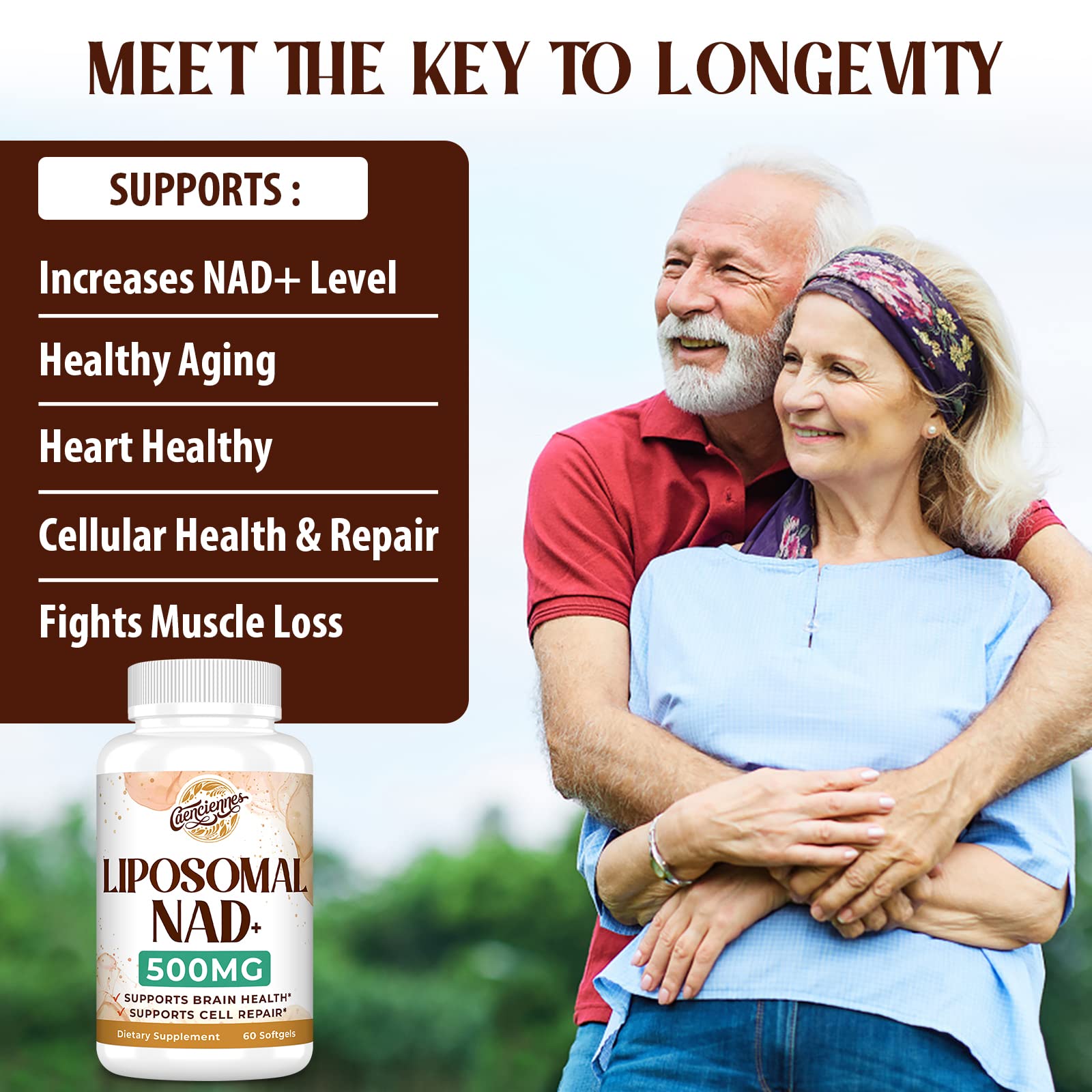 Caenciennes Liposomal NAD+ 500mg daily dose illustrating potential energy support