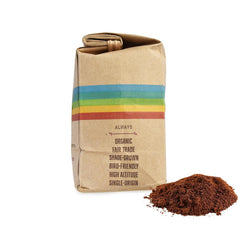 Close-up of Cafe Mam therapy coffee grounds highlighting organic single-origin quality for enema routines