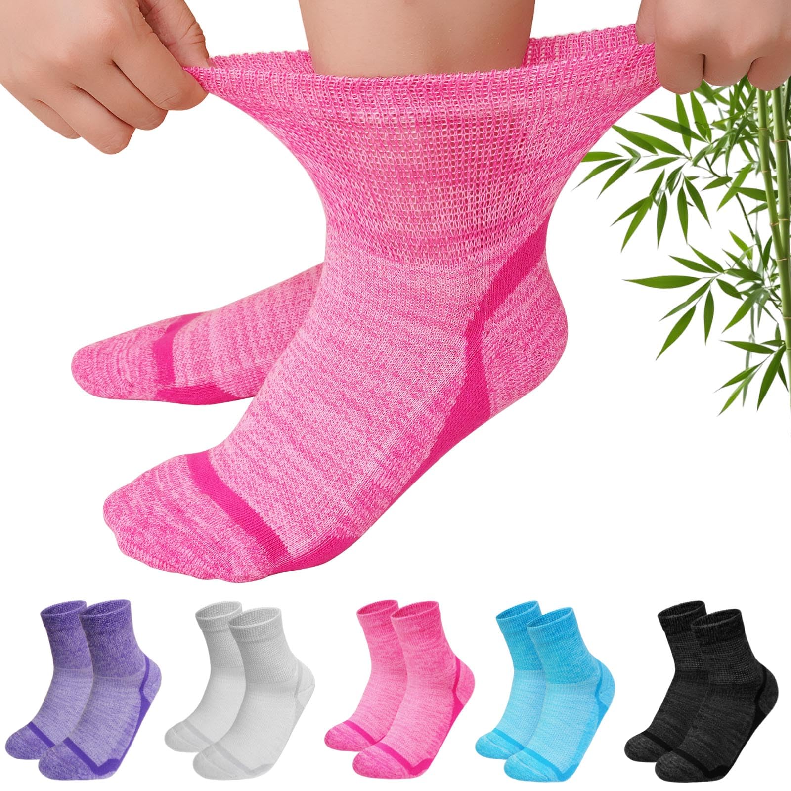 CaiDieNu bamboo viscose diabetic socks pack showing soft, breathable fibers for all-day comfort