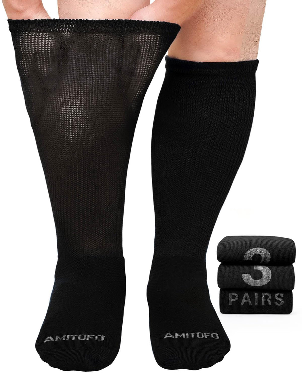CaiDieNu calcetines diabeticos tobillo ancho: banda superior elastica para circulacion comoda