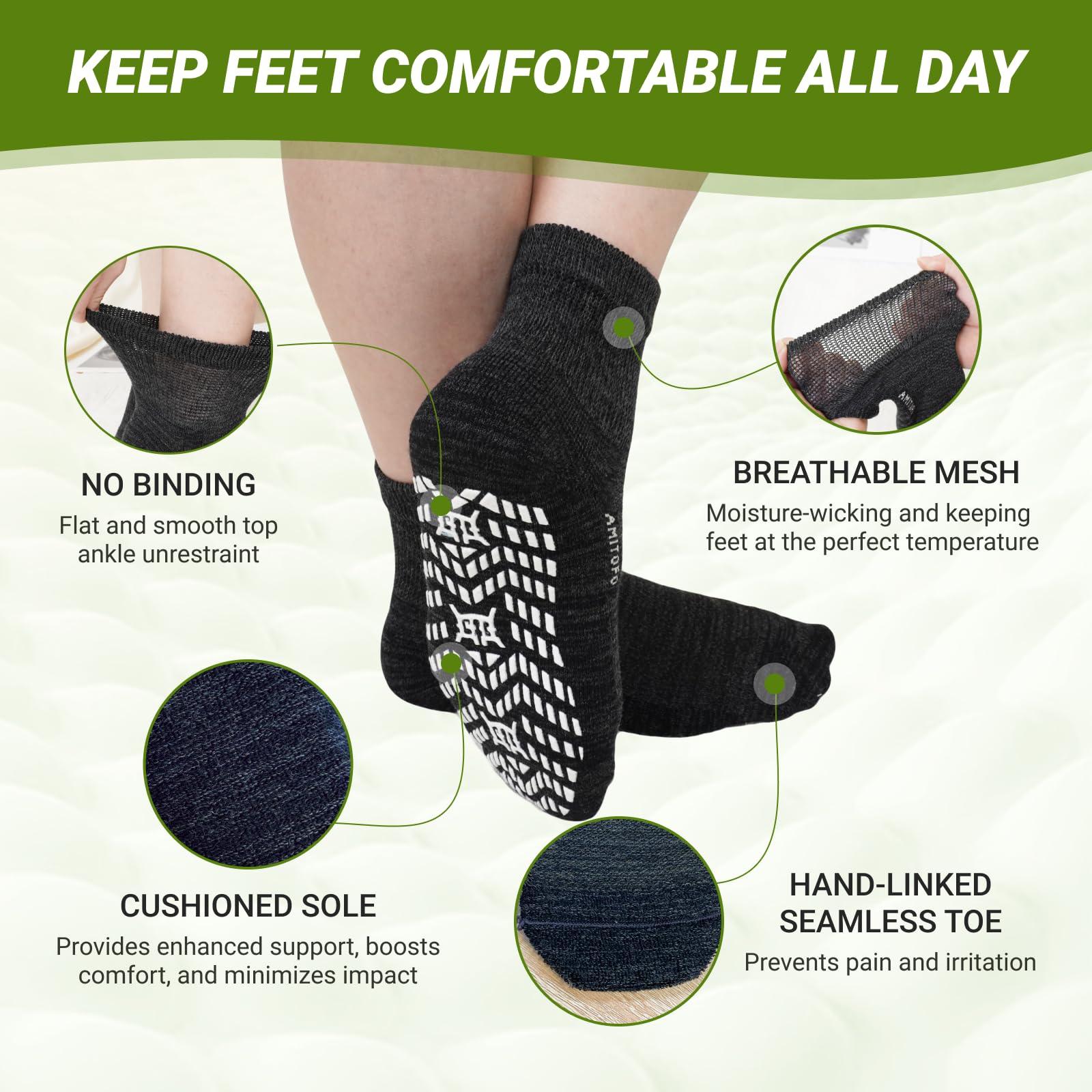 CaiDieNu cushioned sole delivers soft support for sensitive feet.