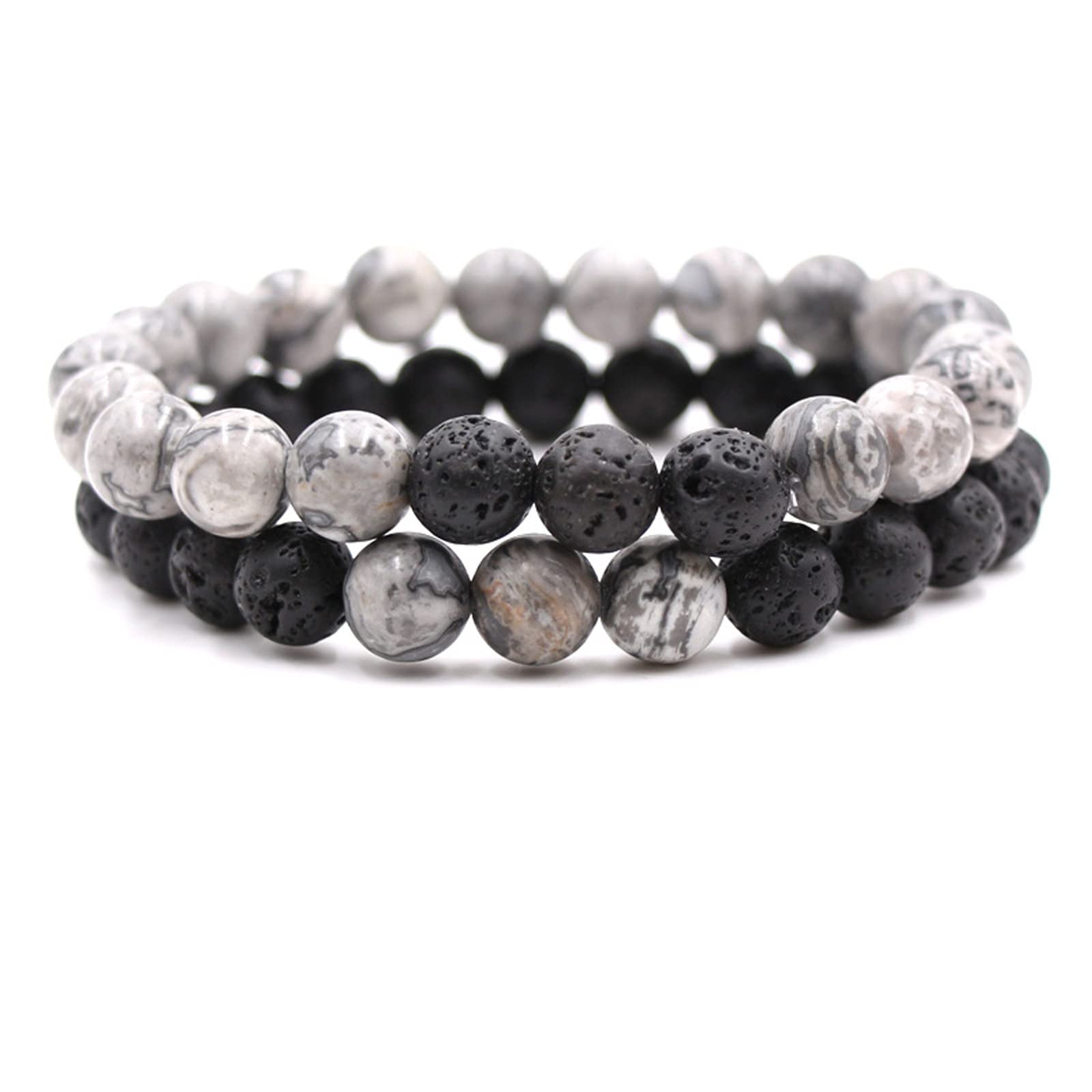Caiyao volcanic lava stone bracelet in gray ready to diffuse essential oils for on-the-go aromatherapy