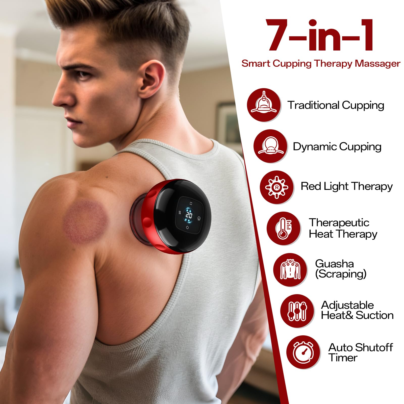 Cakoutanb massager control panel with easy suction and heat customization.