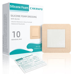 CAKRNPS silicone foam dressing 3x3 pack front view for wound care.