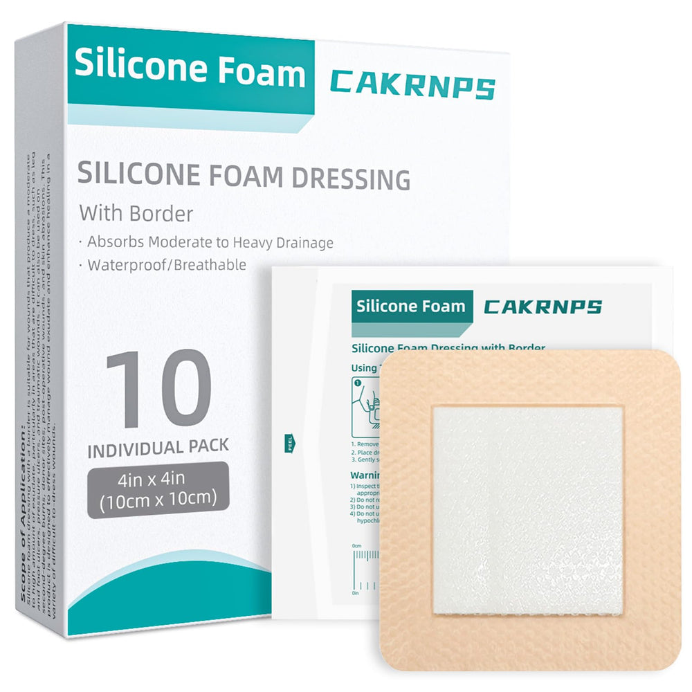 CAKRNPS silicone foam dressing 4x4 front view supports reliable protection and exudate care.
