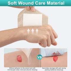 CAKRNPS silicone bandage shows waterproof barrier with breathable film.