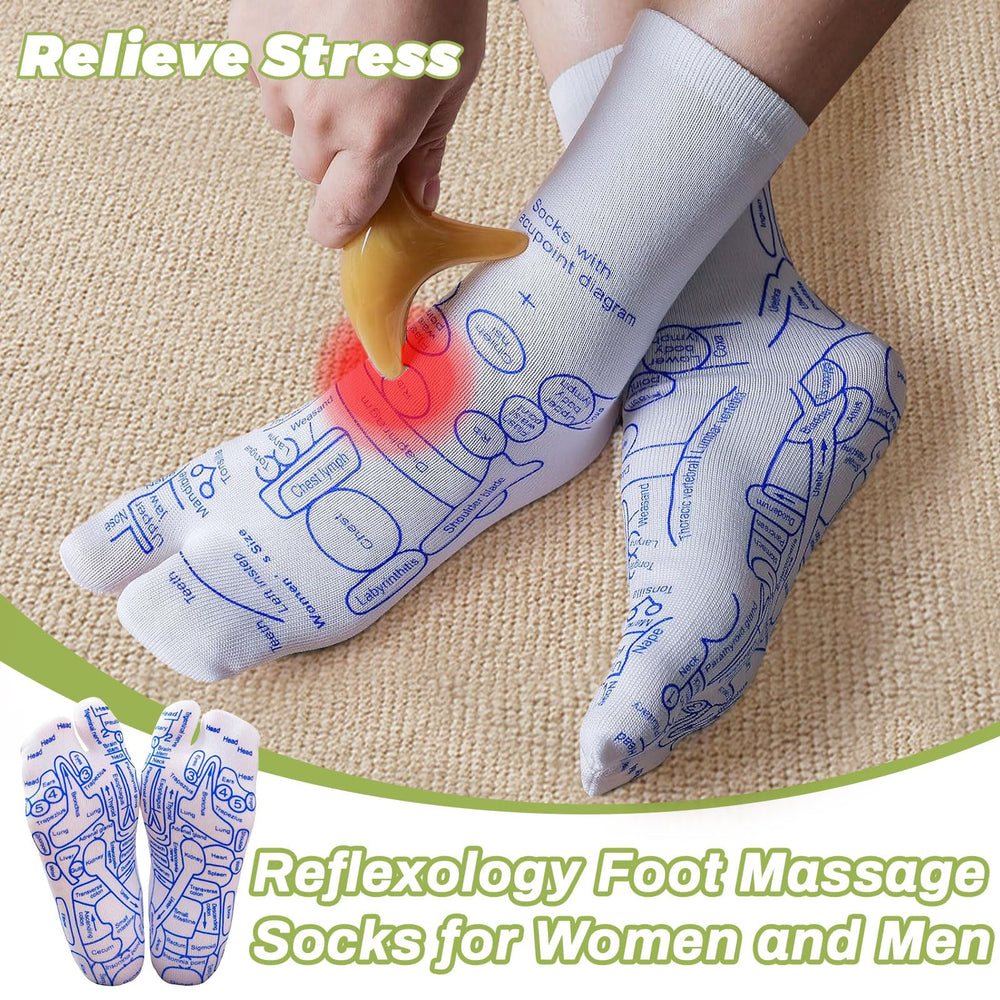 Calcetines de reflexología para relajar la fatiga mediante masaje en puntos reflex.