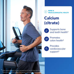 Calcium Citrate capsules close-up showing smooth, easy-to-swallow design.