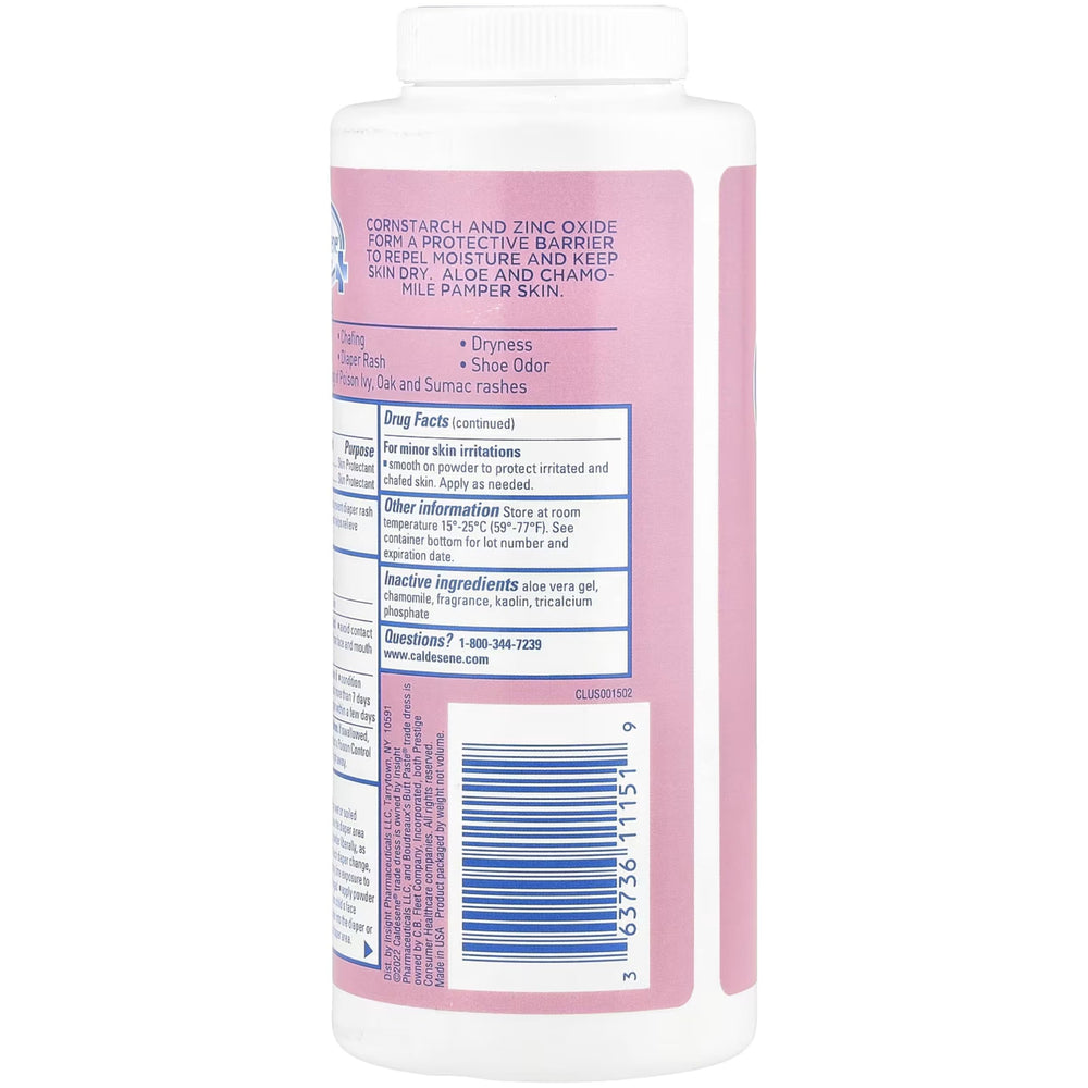 Caldesene powder with aloe and chamomile for soothing skin relief.