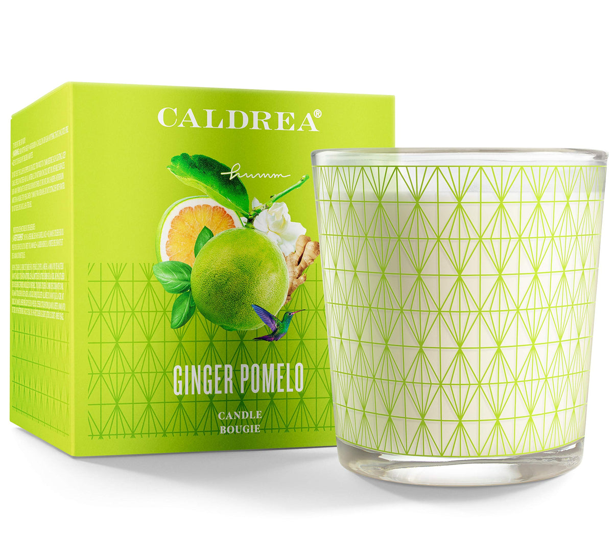 Vela Caldrea Ginger Pomelo en envase de vidrio para ambientar la sala