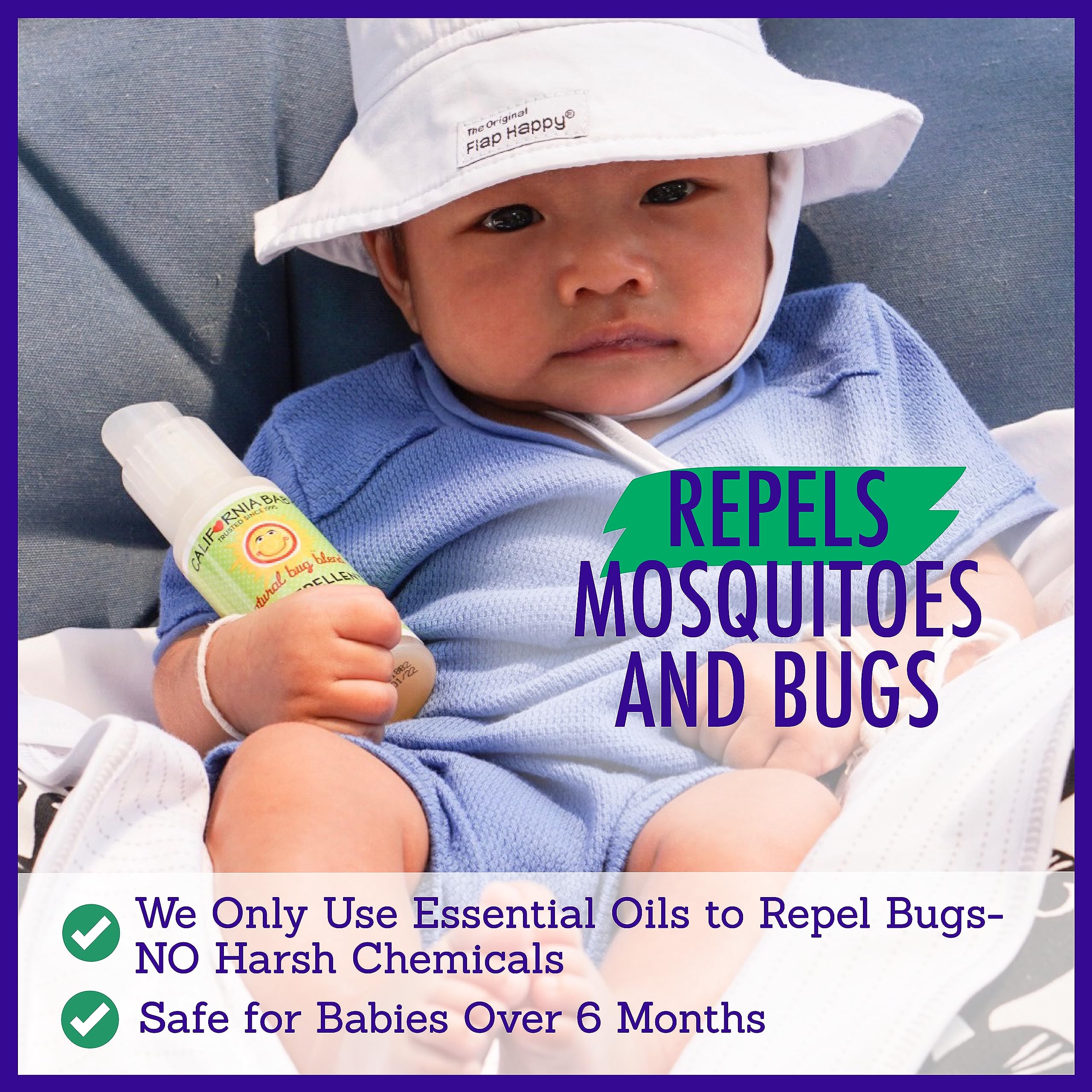 California Baby bug spray cedar essential oil close-up emphasizes natural fragrance and deterrence.