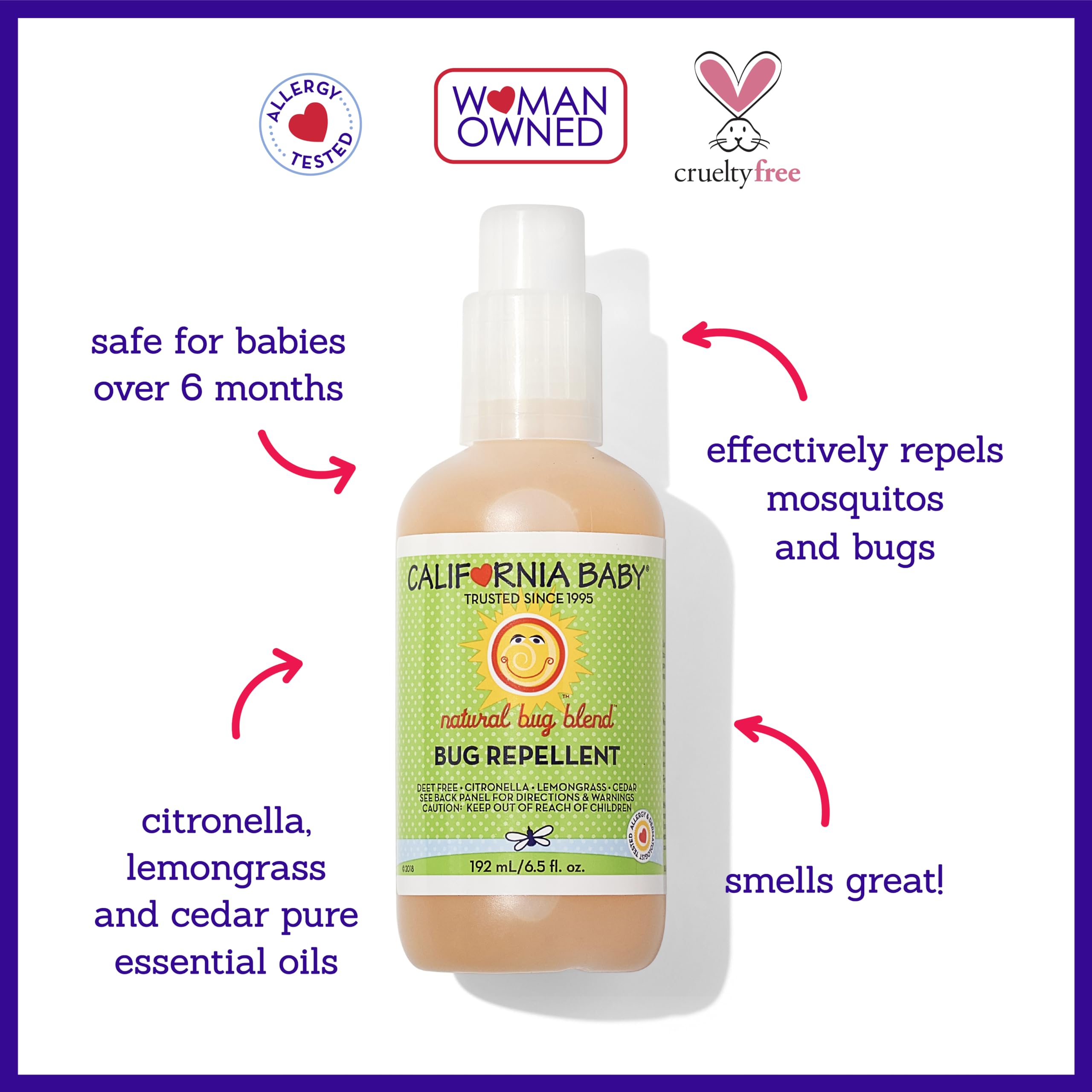 California Baby bug spray being applied on skin during outdoor activity