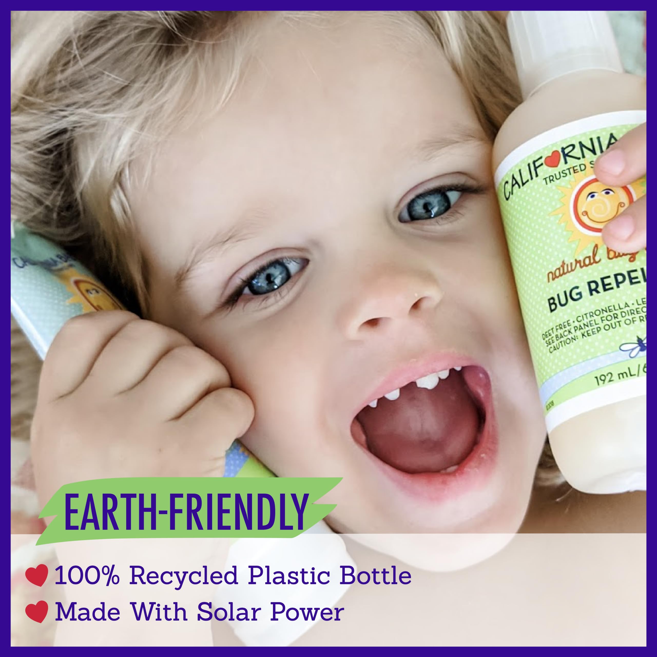 California Baby bug spray on table ready for family outdoor use