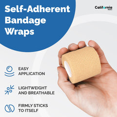 California Basics cohesive bandage on knee with breathable compression