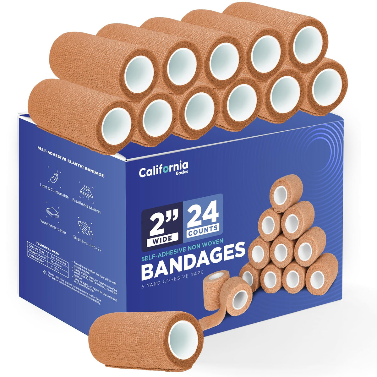 California Basics self-adhesive bandage wrap on the wrist for secure support