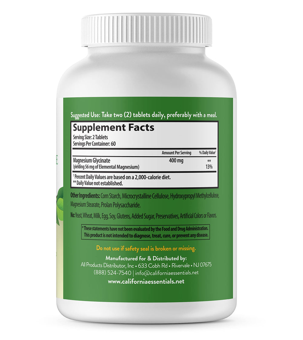 Packaging highlights vegan, non-GMO, gluten-free credentials for California Essentials Magnesium Glycinate 400