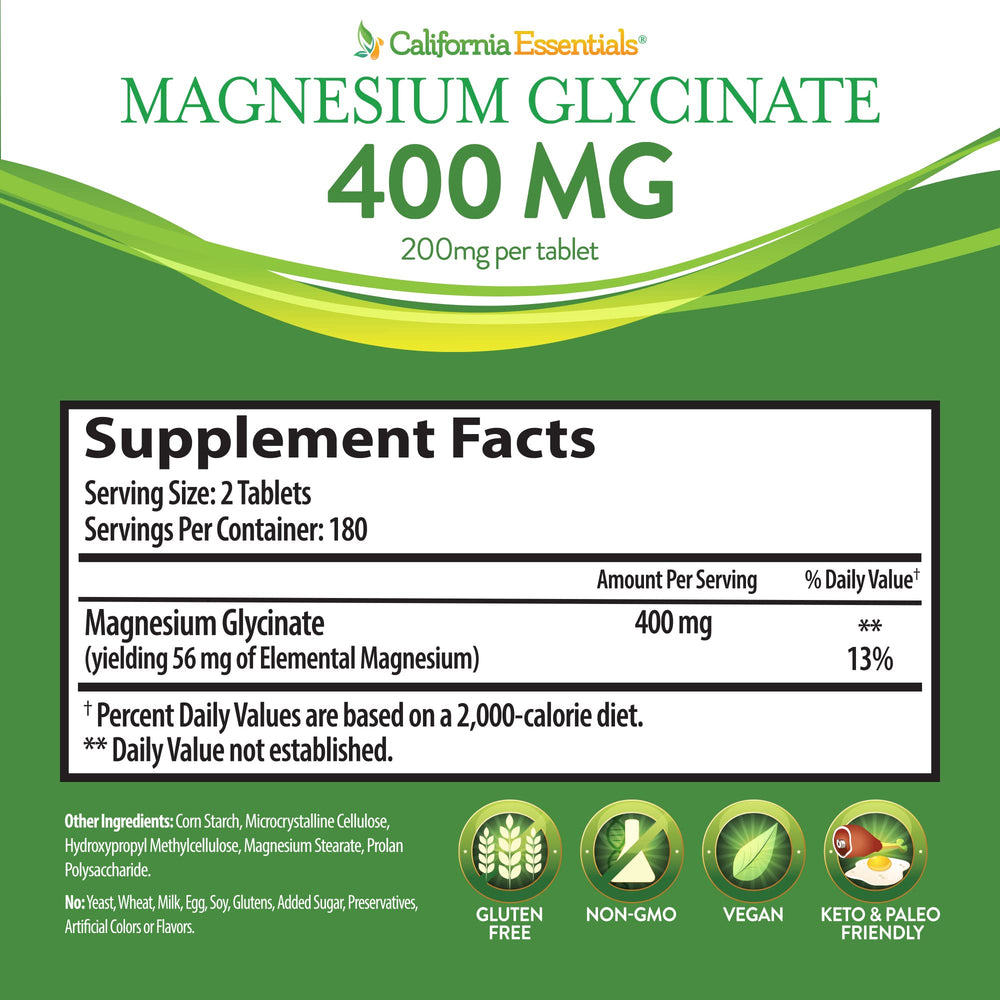 California Essentials Magnesium Glycinate bottle on a kitchen counter for easy daily use.