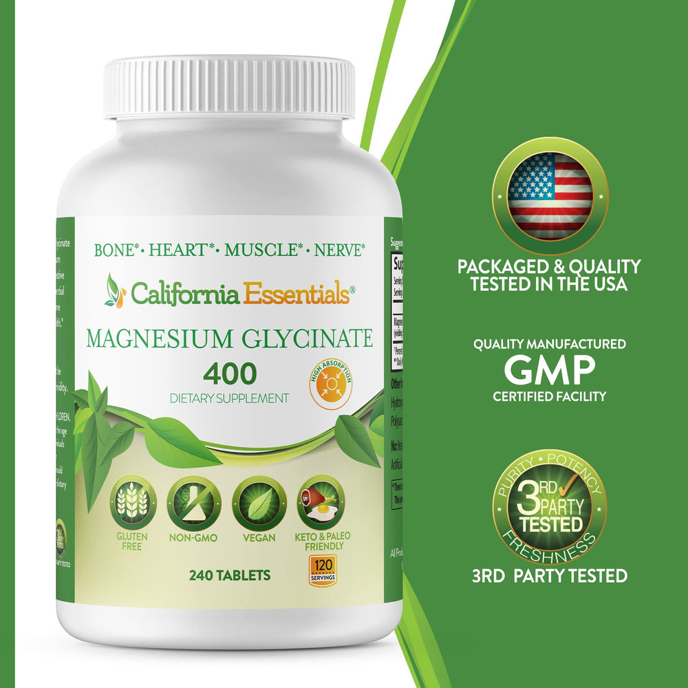 Gluten-free California Essentials magnesium glycinate tablets