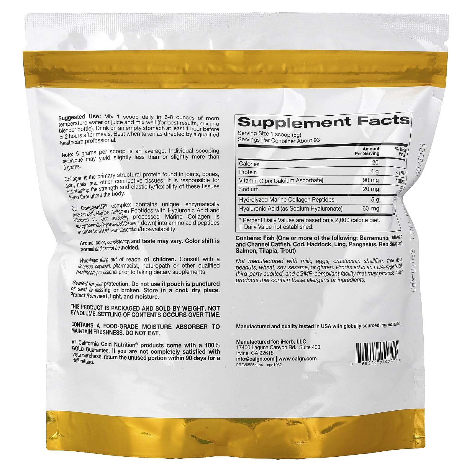 CollagenUP bottle label closeup showing ingredients and formula