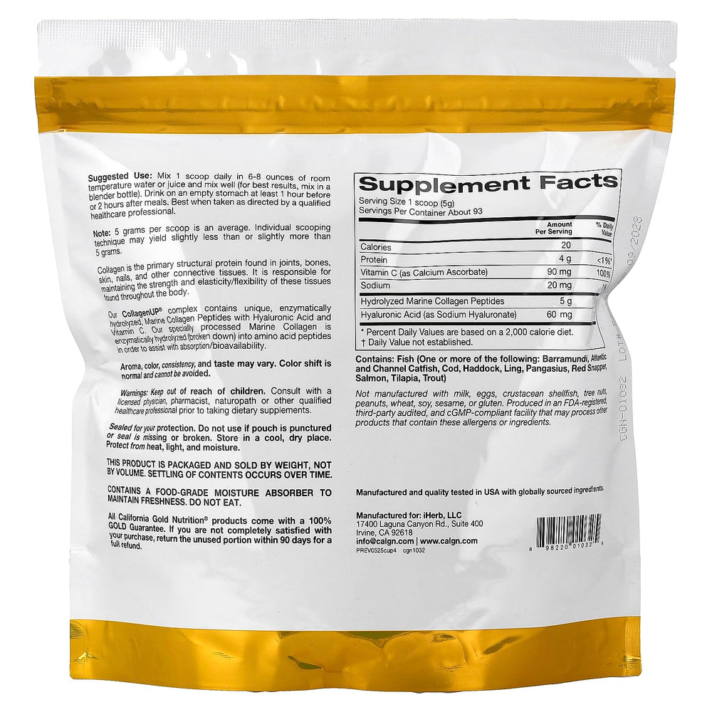 CollagenUP bottle label closeup showing ingredients and formula