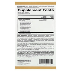 California Gold Nutrition LactoBif Probiotics capsules close-up highlighting 100 billion CFU potency.