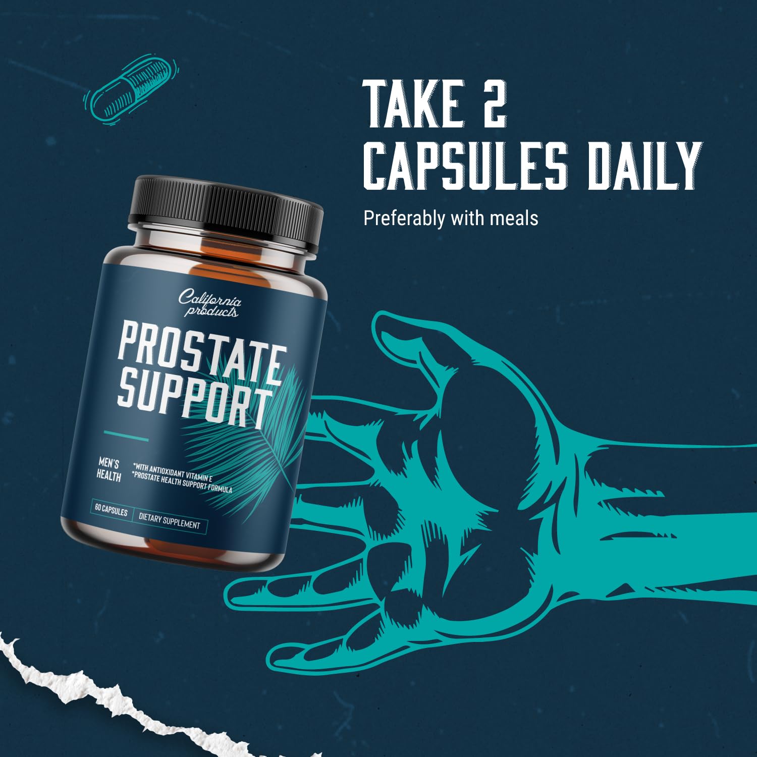 Daily-use setup with bottle and water for routine supplementation.