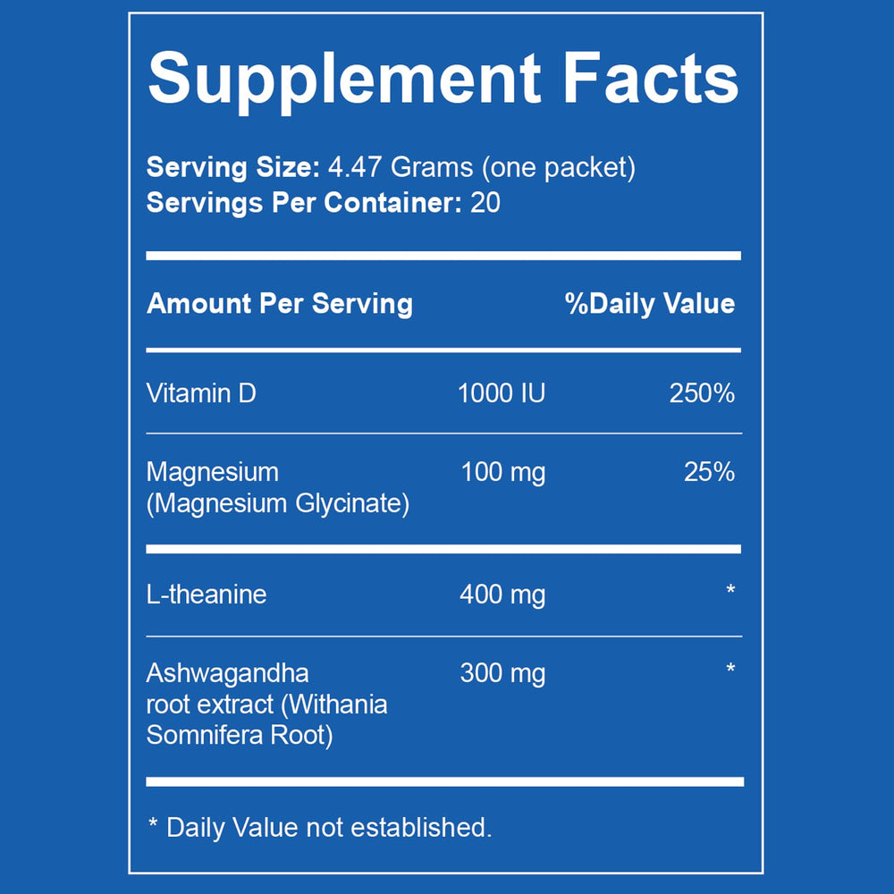 Calmify Liquid Anti-Stress sachet packaging highlighting sugar-free daily support