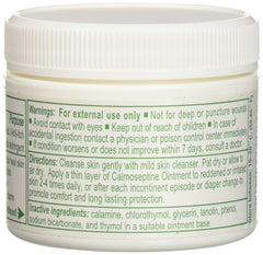 Calmoseptine jar highlighting zinc oxide and calamine for soothing care.