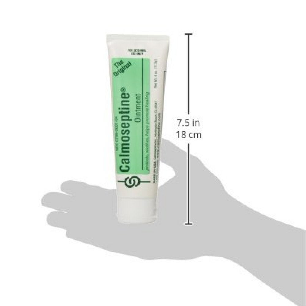 Calmoseptine ointment application on diaper rash for comfort and protection.