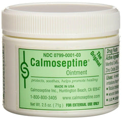 Calmoseptine ointment jar demonstrates barrier protection for sensitive skin.