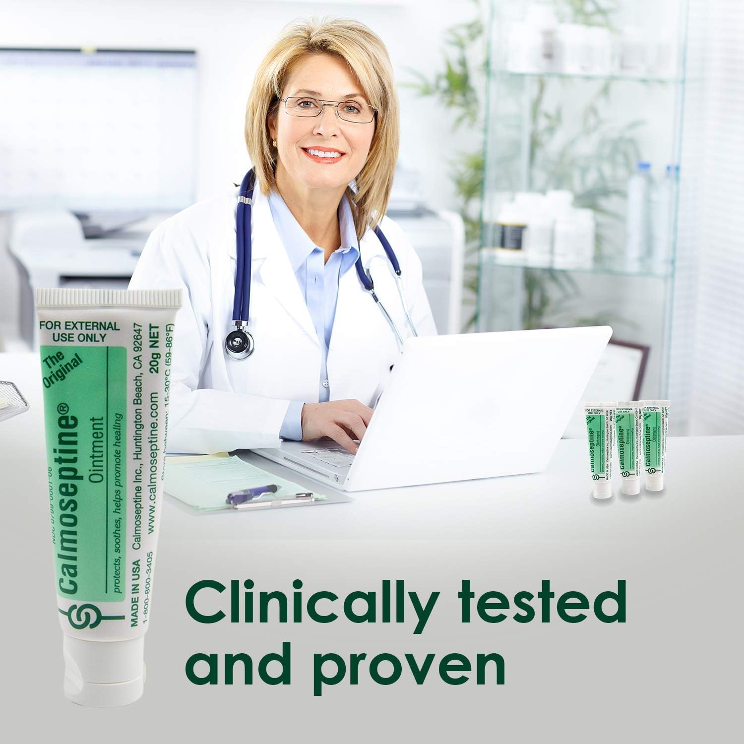 Calmoseptine packaging on shelf emphasizes portability for on-the-go relief