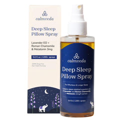 Calmveda lavender pillow spray bottle for a soothing bedtime routine.