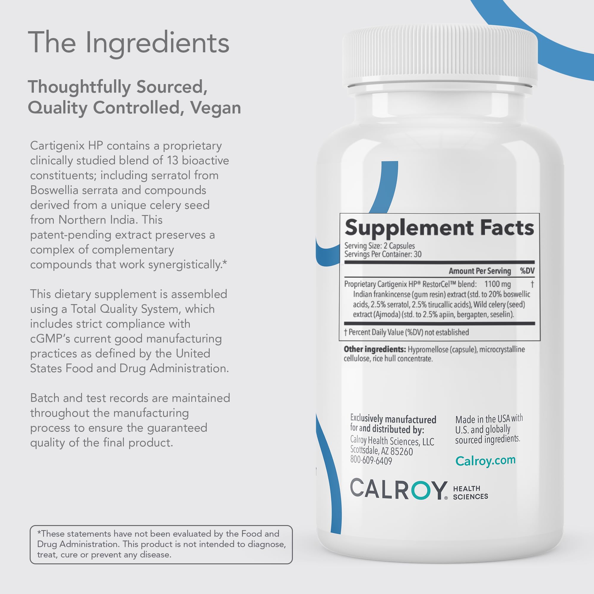 Ingredient list of Cartigenix HP shows science-backed components.