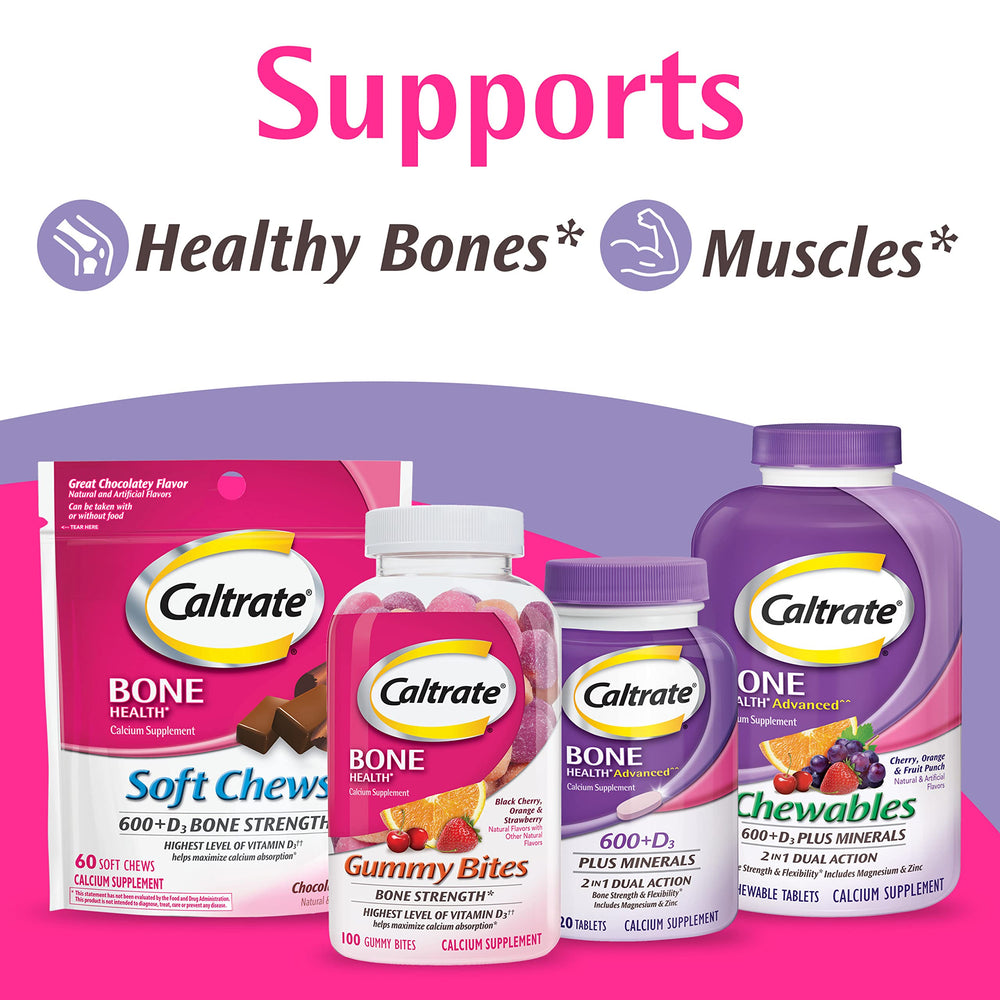 Caltrate 600 Plus D3 bottle with glass suggests adding it to a daily health routine.