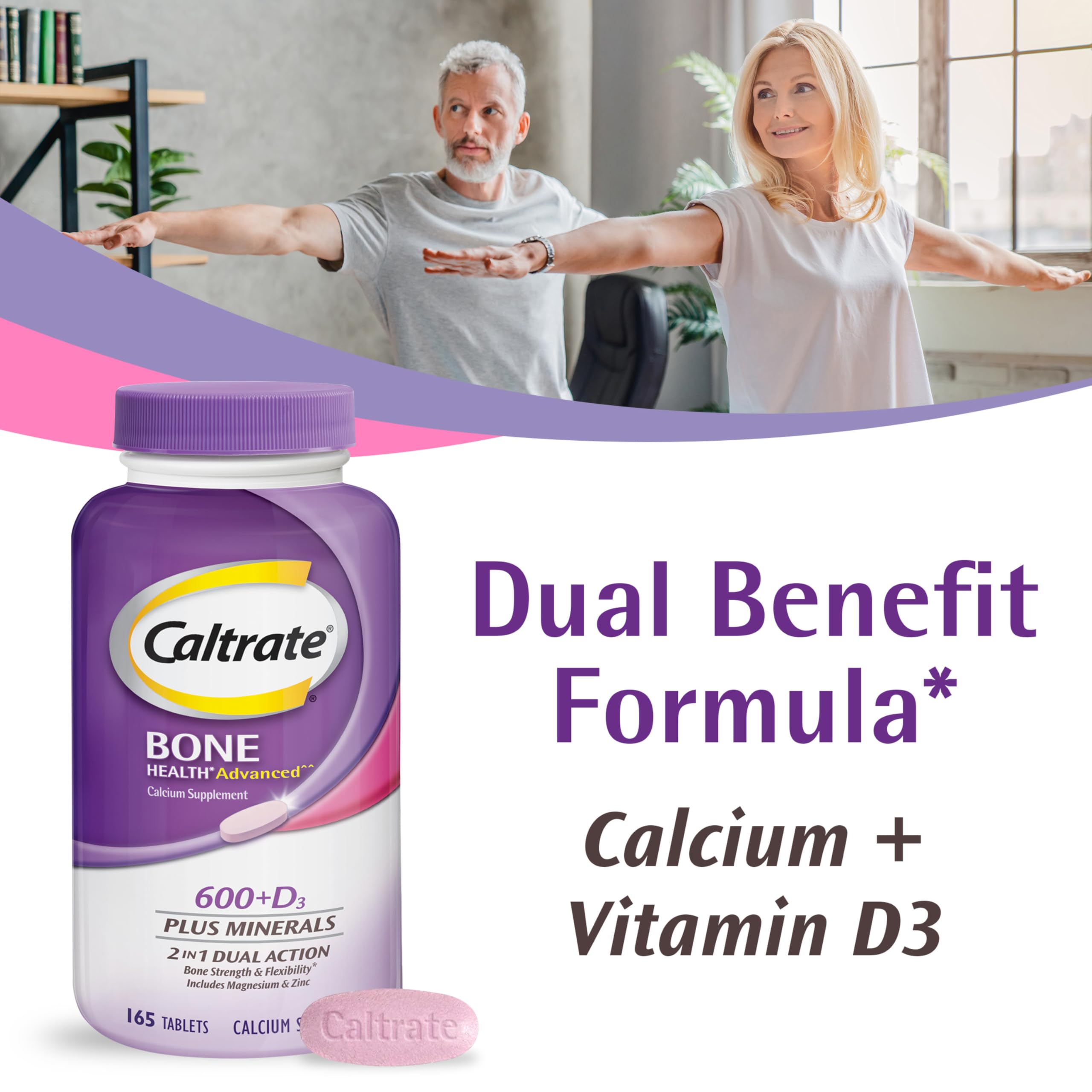 Closeup of Caltrate tablets highlighting the daily mineral blend