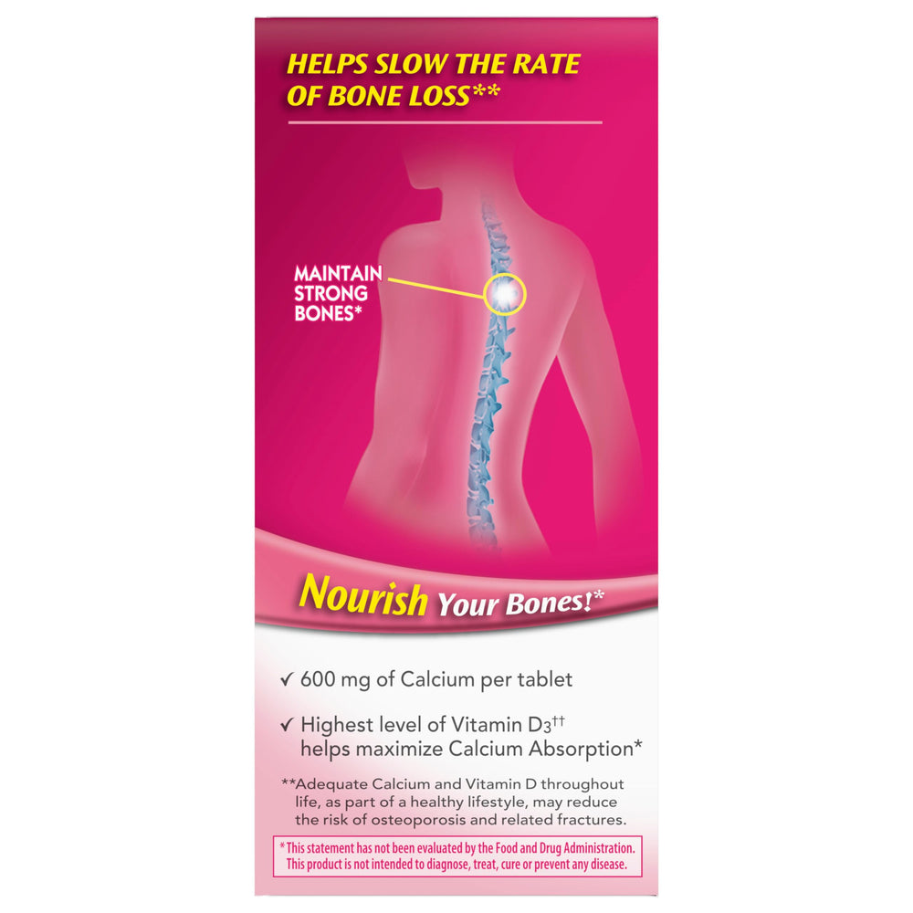 Caltrate 600 Plus D3 measuring spoon demonstrates simple dosing guidance.
