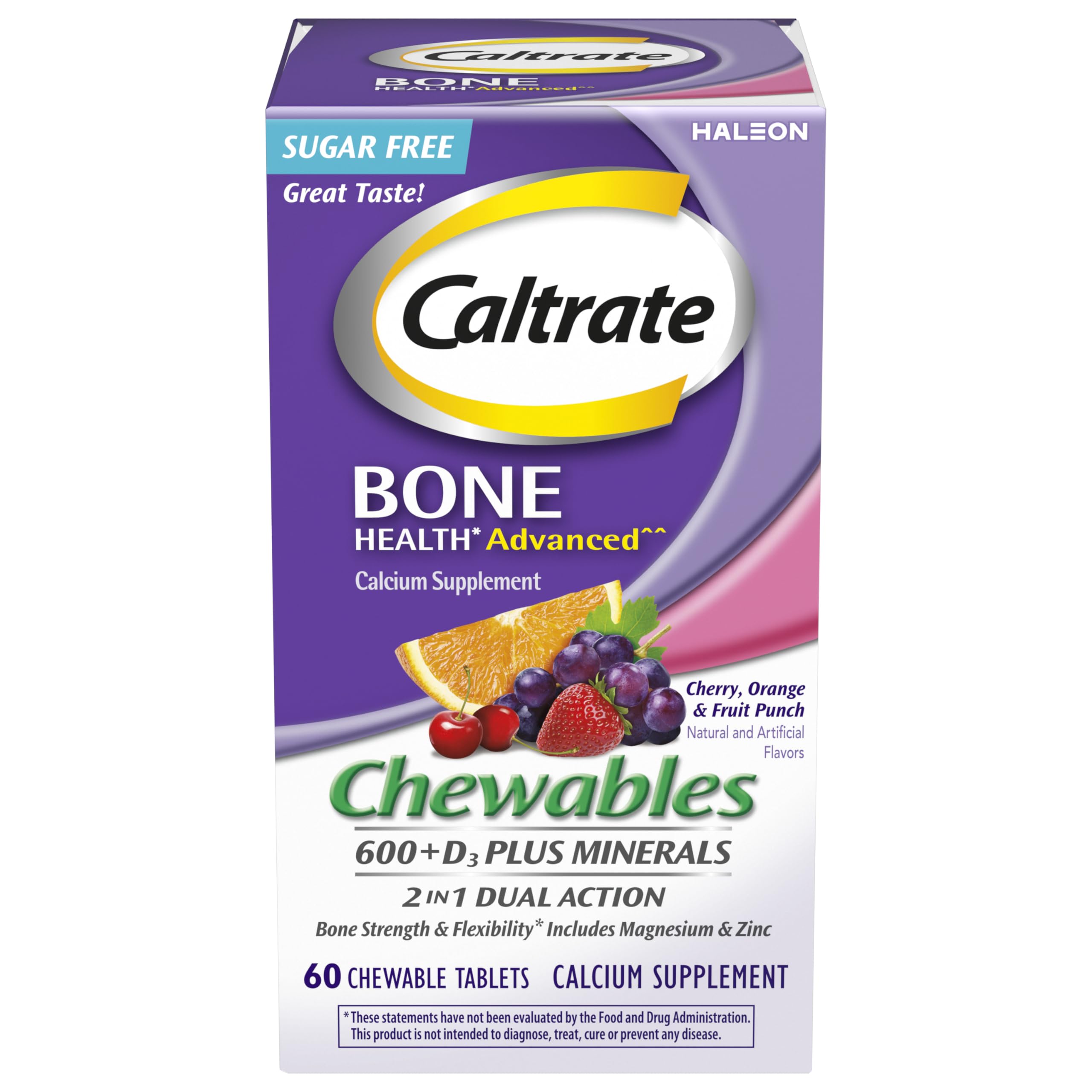 Caltrate Chewables sabor cereza, masticable para apoyar huesos y músculos.