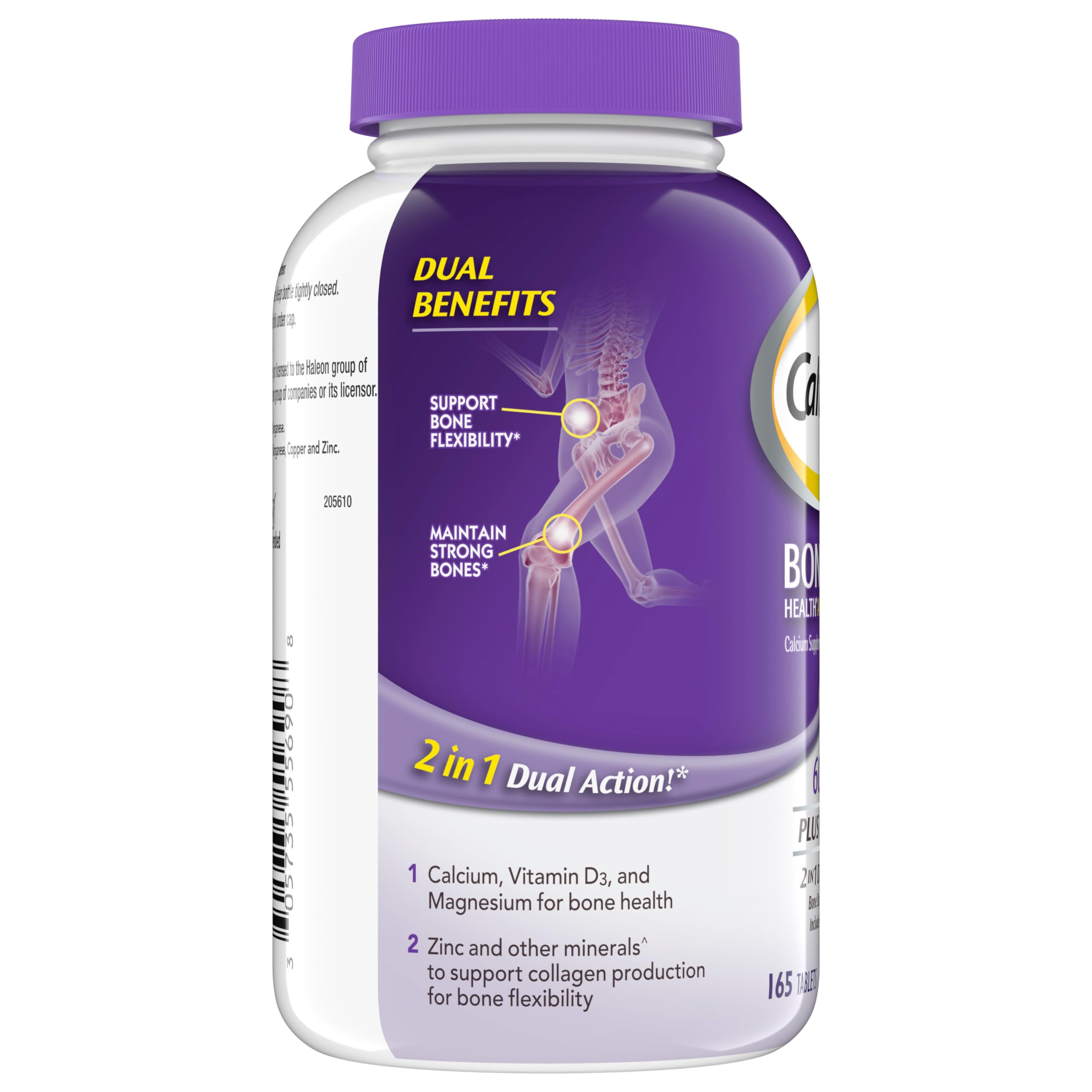 Bottle promotes easy daily calcium and vitamin D habit.