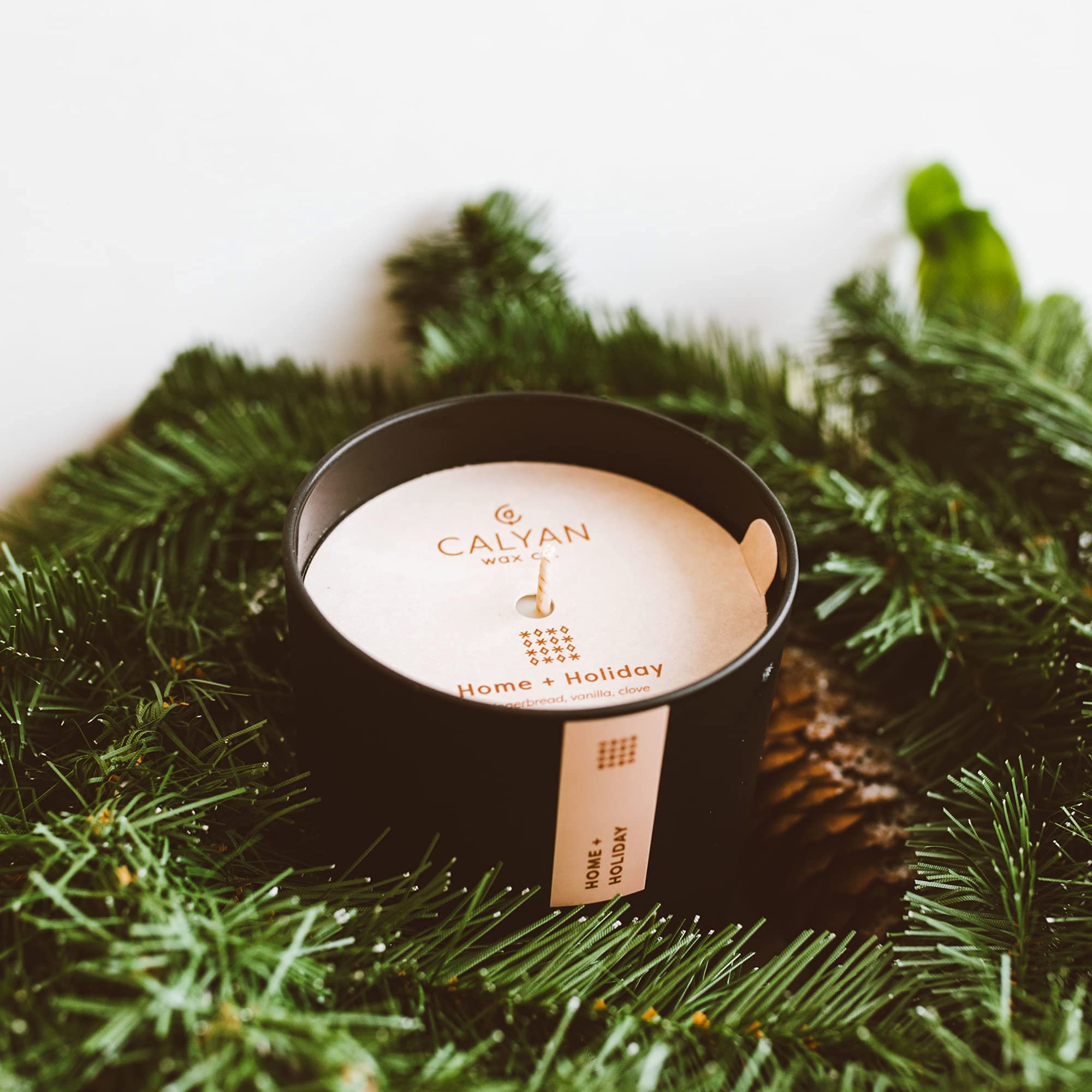 Calyan Wax Co vegan candle with plant-based ingredients for a clean burn.