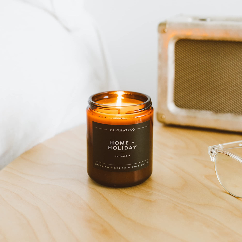 Calyan Wax Co amber glass jar candle adds elegant décor