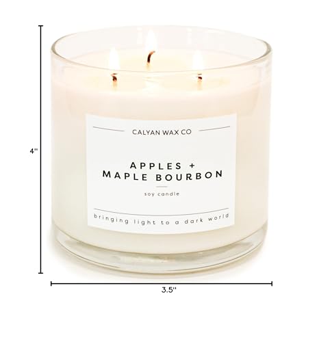 Calyan Wax Co. Apples & Maple Bourbon 43-hour burn capacity shown on jar