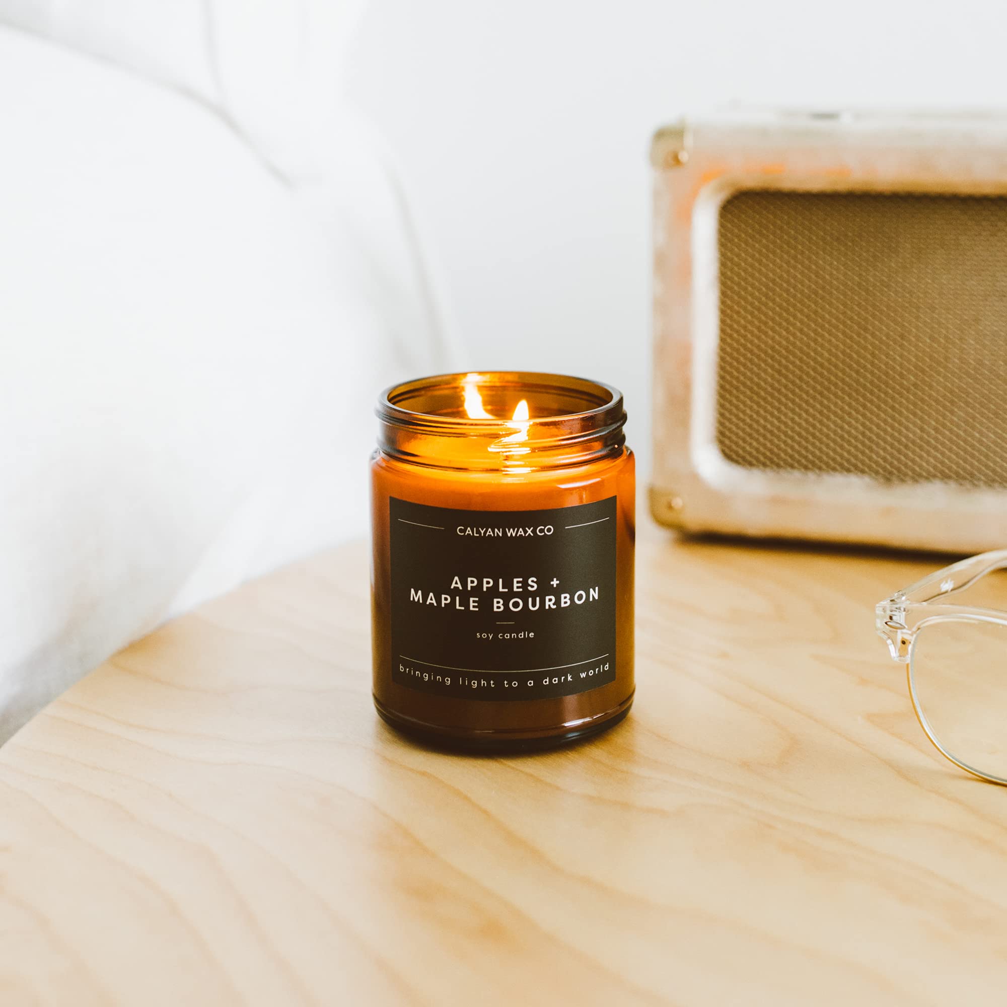 Calyan Wax Co. Apples and Maple Bourbon candle gift packaging ready