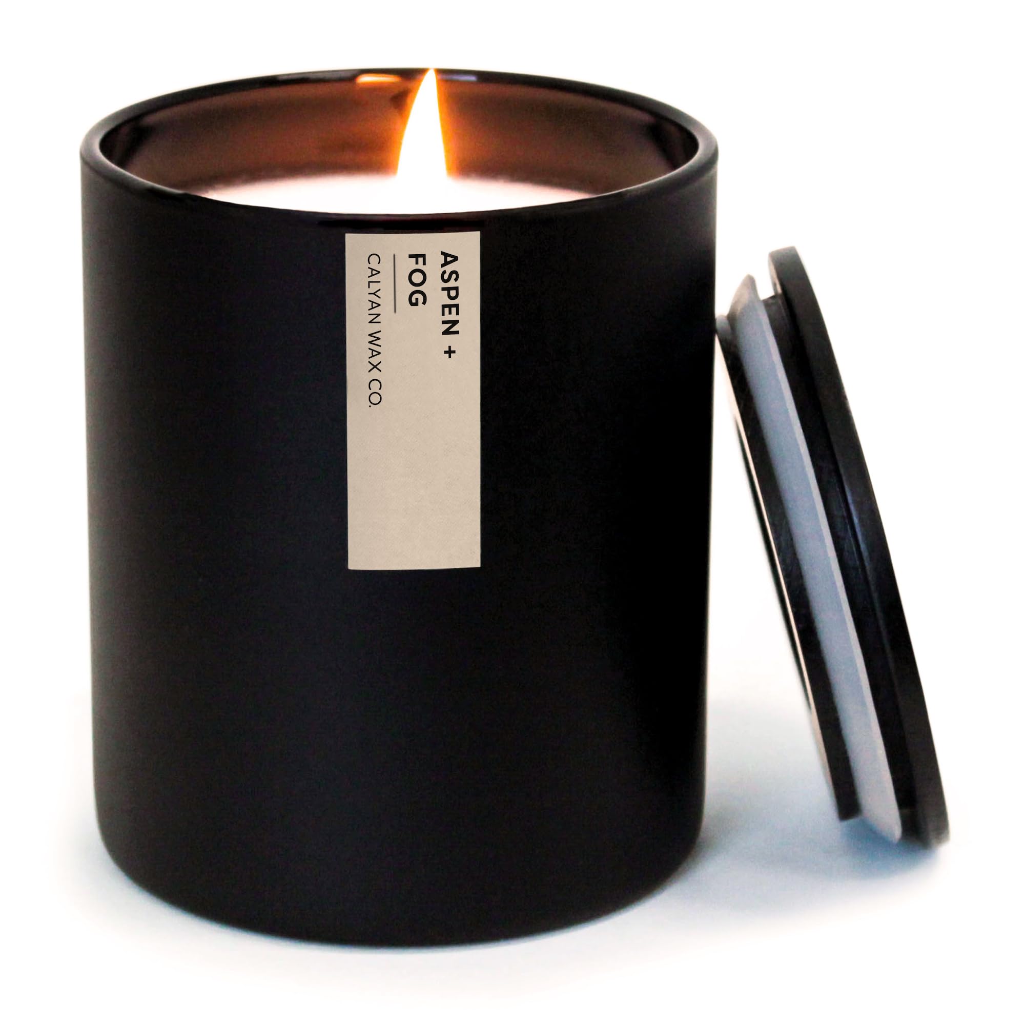 Calyan Wax Co. Aspen & Fog candle in premium soy wax, delivering long-lasting ambiance