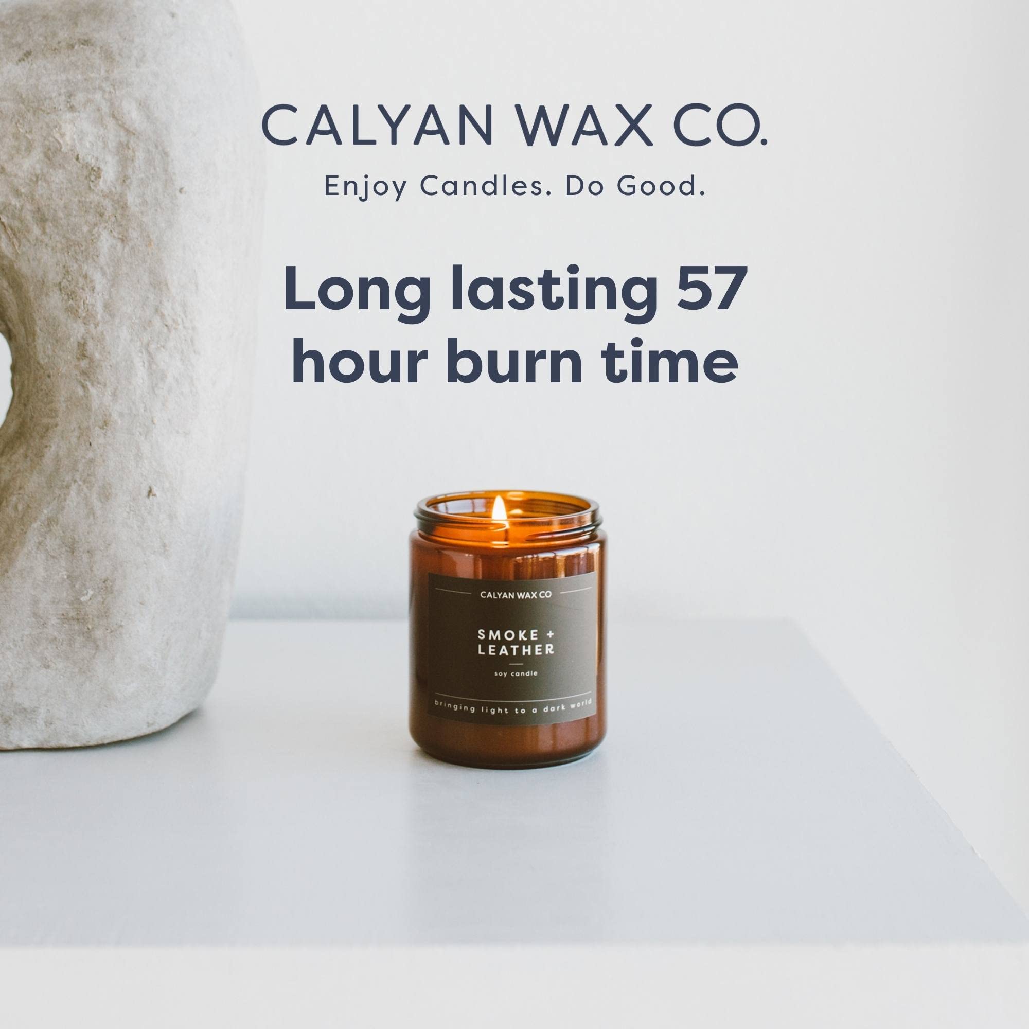 Amber jar from Calyan Wax Co. adds refined home decor appeal.