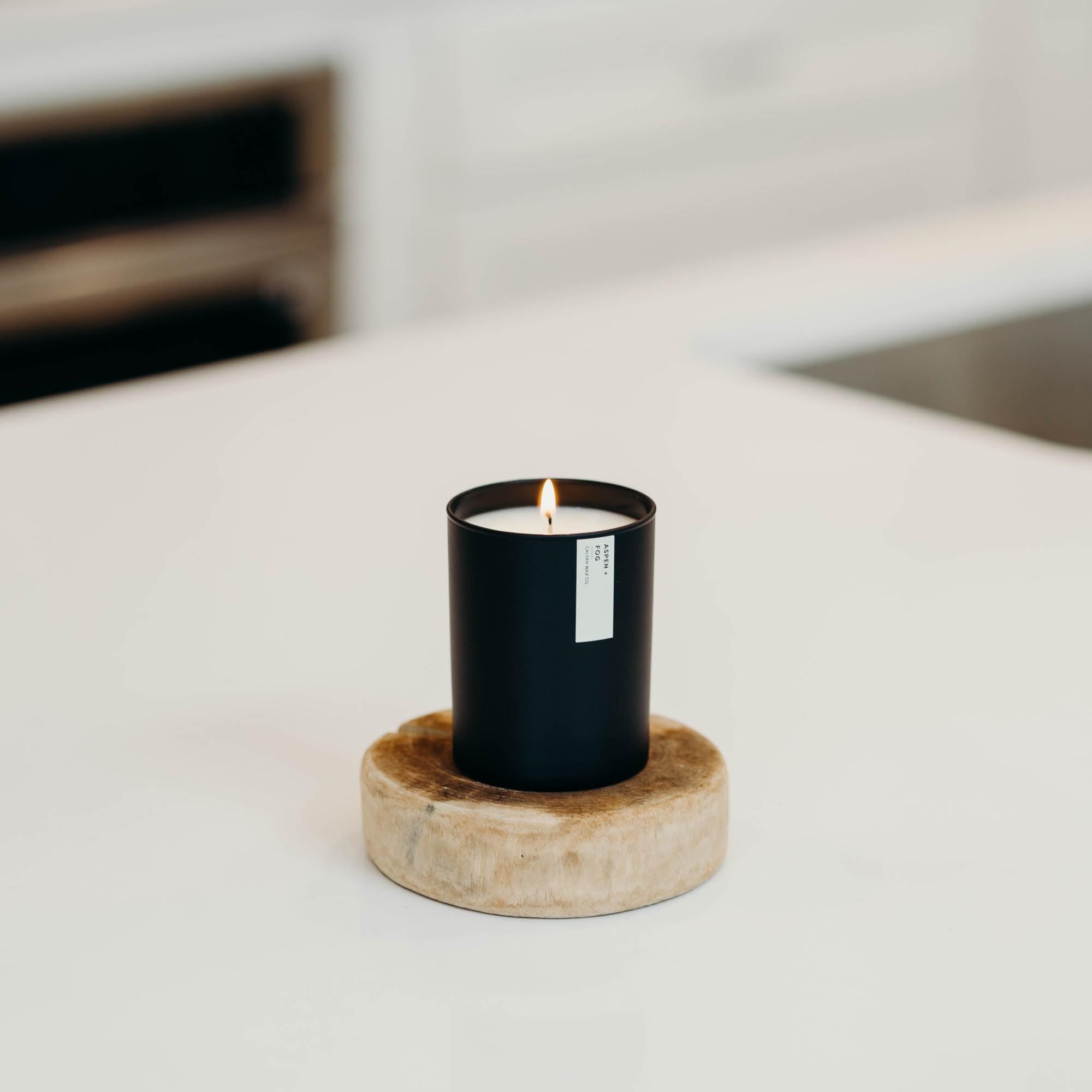 Calyan Wax Co. Aspen & Fog US-made candle with vegan ingredients