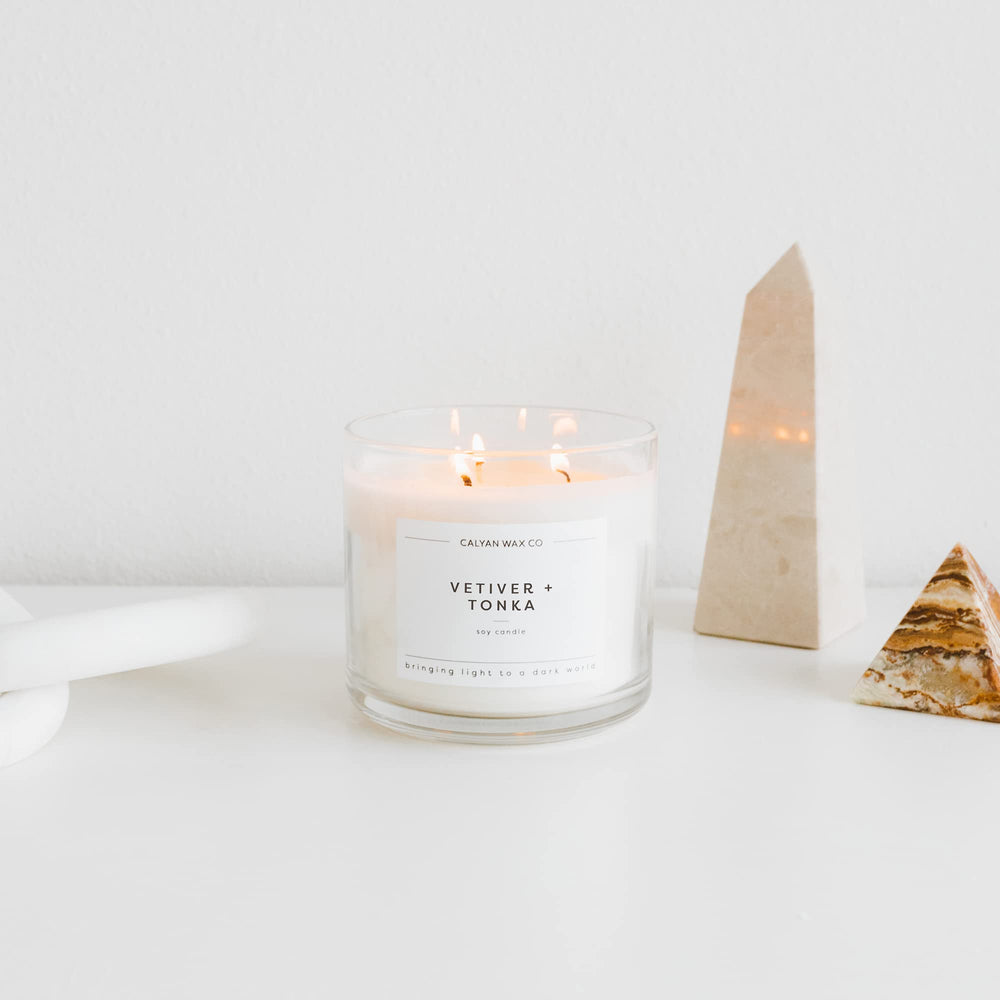 Calyan Wax Co Vetiver & Tonka packaging highlights a thoughtful gift idea.