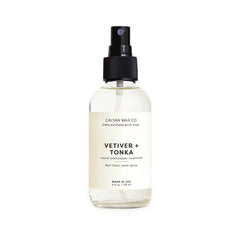 Calyan Wax Co Vetiver & Tonka Room Spray bottle ready for instant refresh